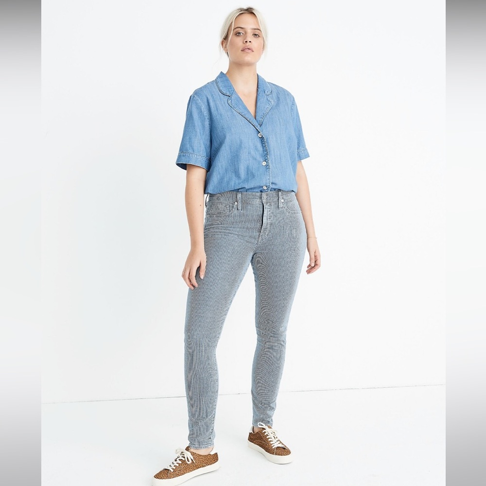 Madewell 9" Mid-Rise Skinny Jeans in Piper Stripe 32